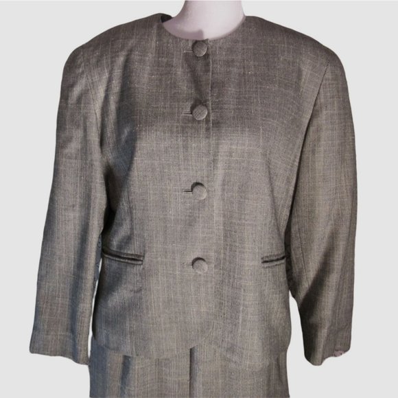 VINTAGE 1980's Gray Light Academia Career 2-Piece Skirt Suit - Women's 12 - Picture 2 of 9